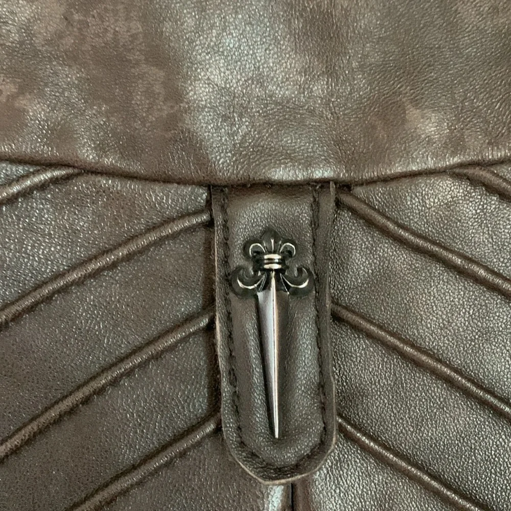 Faith Connexion Designer Men’s Brown Leather Studded Biker Bomber Jacket